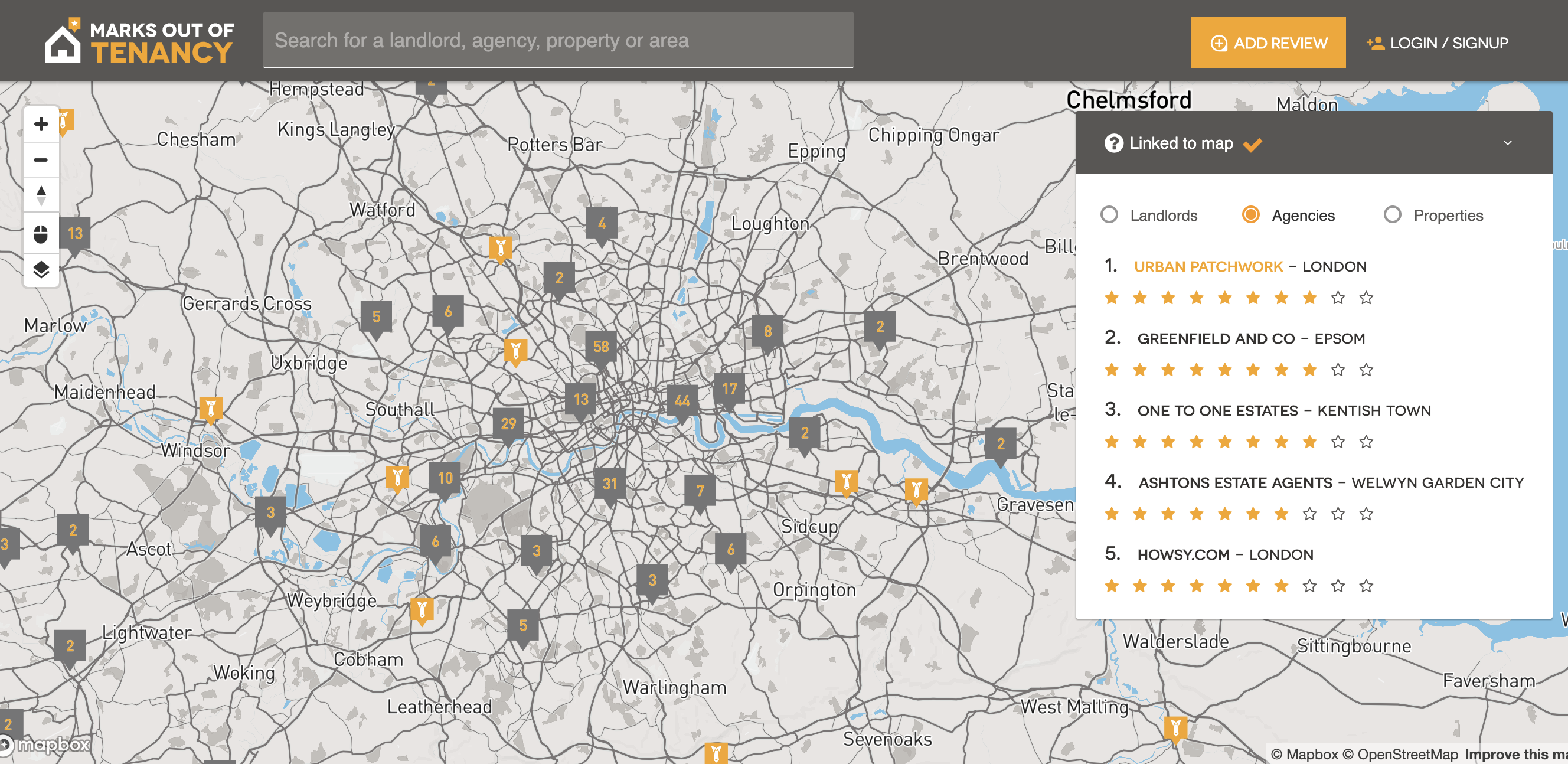 Screenshot of best top 5 letting agents in London